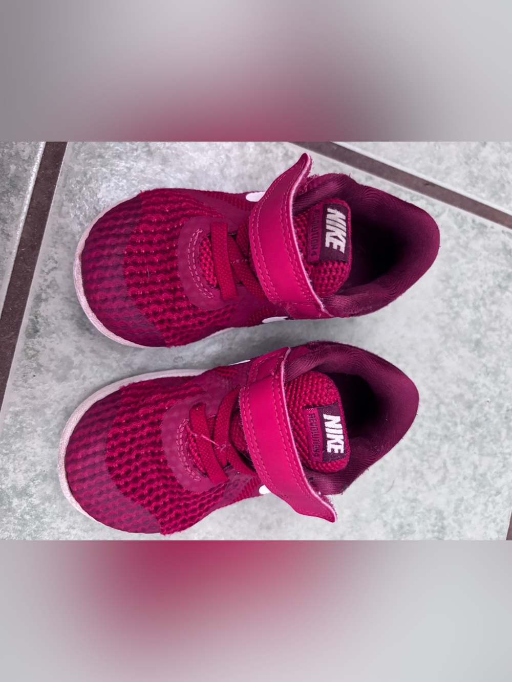 Nike Kids' red Mesh Athletic Shoes. Velcro  closure.